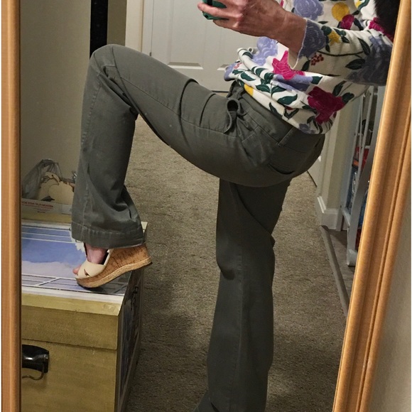 Express Army green low rise trousers w pockets - Sz 0 - Picture 6 of 7